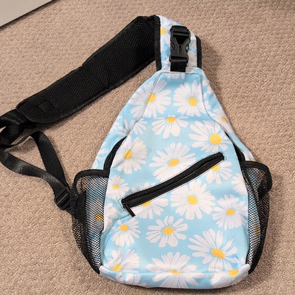 Floral Daisy Blue Convertible Shoulder Sling Bag NWOT